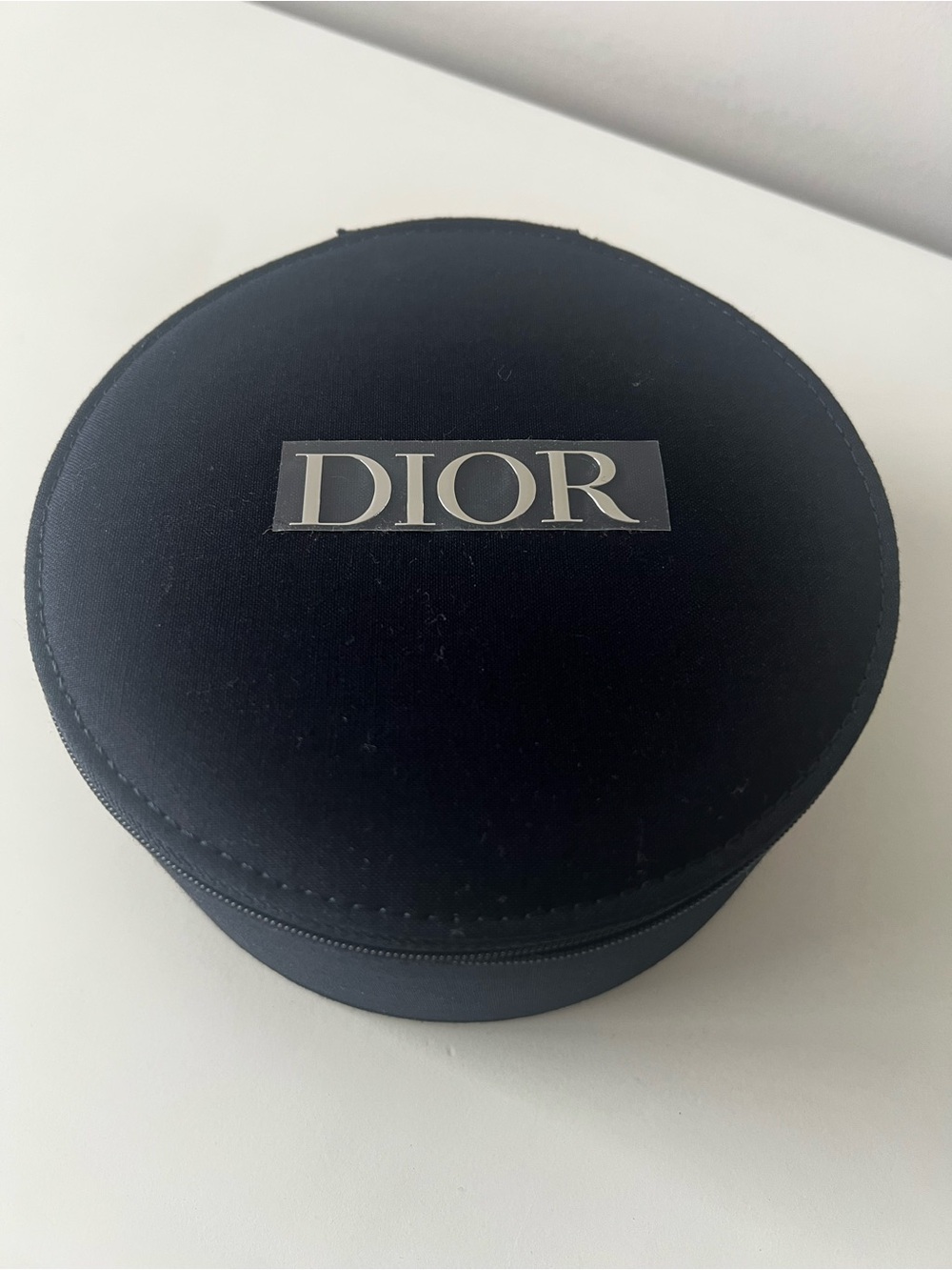 Dior Black Round Velvet Cosmetic Case